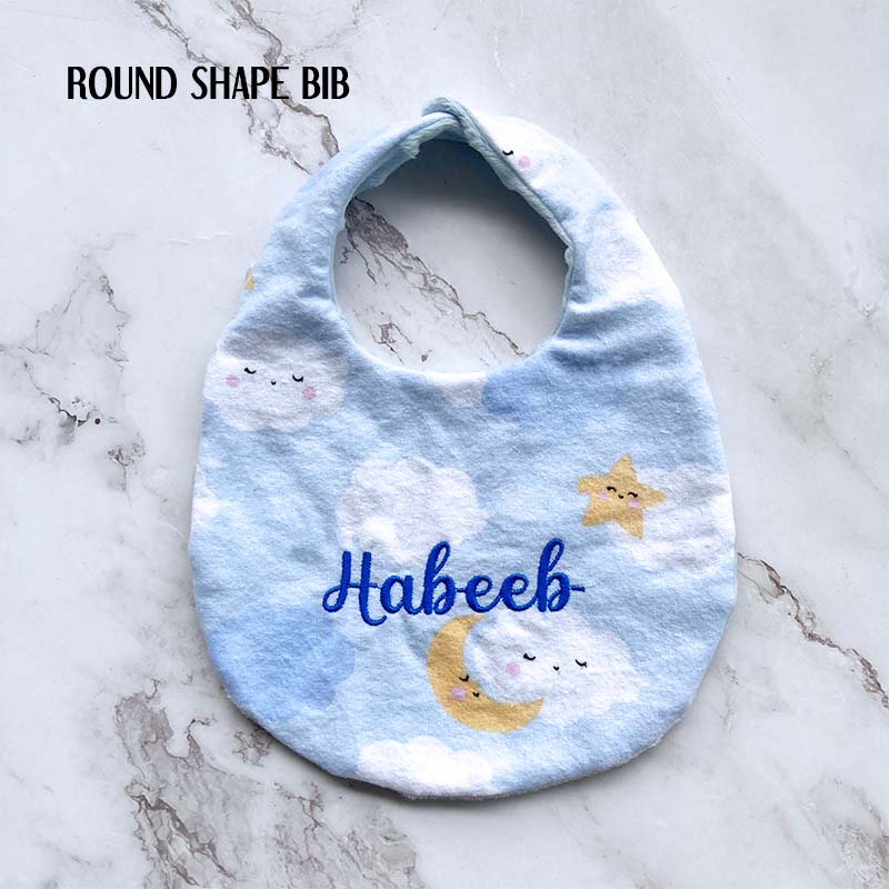 Flannel Cotton Bib - Blue Clouds - Image 3