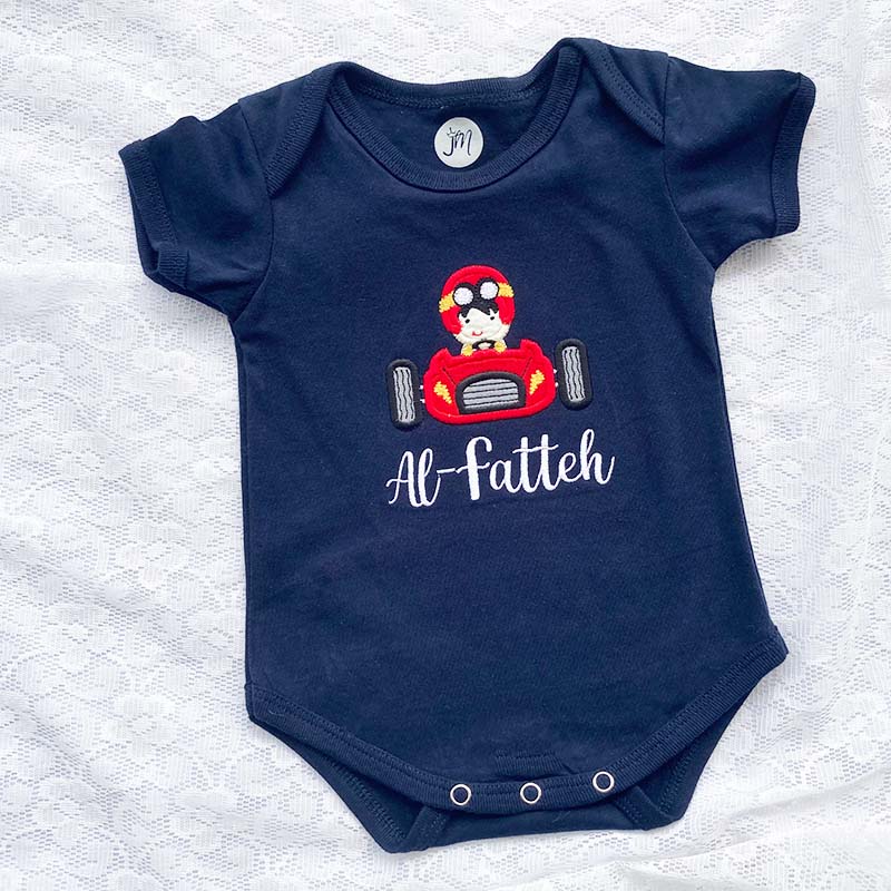 Cotton Baby Romper - Racing Boy